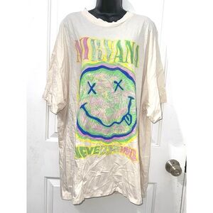 Divided Brand NIRVANA Oversized Printed Cream Tee Shirt